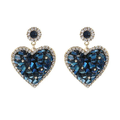 Ramiart Triangle Crystal Three-dimensional Love Heart Earrings Female Copper Inlaid Zircon Ear Rings - RAMI ART