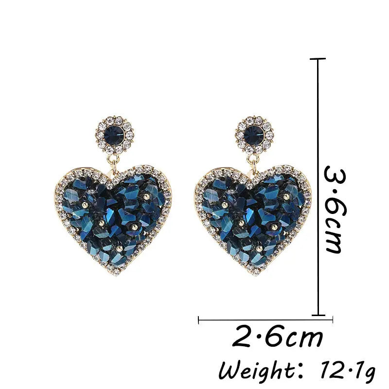 Ramiart Triangle Crystal Three-dimensional Love Heart Earrings Female Copper Inlaid Zircon Ear Rings - RAMI ART