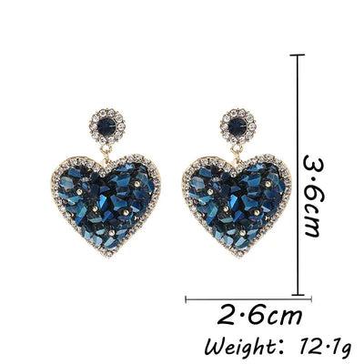 Ramiart Triangle Crystal Three-dimensional Love Heart Earrings Female Copper Inlaid Zircon Ear Rings - RAMI ART