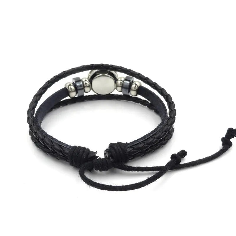 Ramiart Sacred Geometry Sri Yantra Glass Buckle Charm Bracelets & Bangles Multilayer Leather Bracelets for Women Men Jewelry - RAMI ART