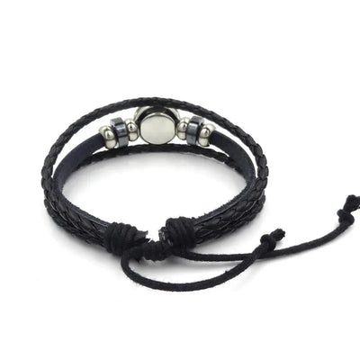 Ramiart Sacred Geometry Sri Yantra Glass Buckle Charm Bracelets & Bangles Multilayer Leather Bracelets for Women Men Jewelry - RAMI ART