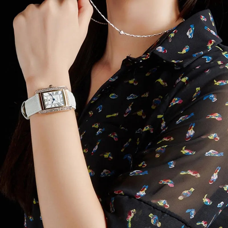 Ramiart Diamond-Encrusted Watch With Belt And Wrist Strap For Ladies - RAMI ART