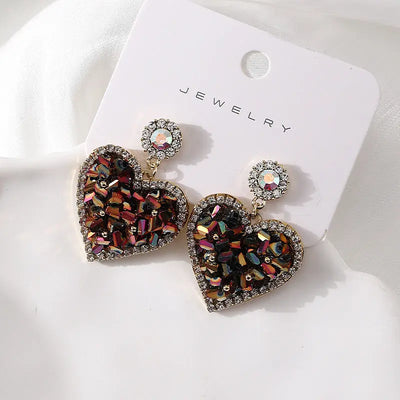 Ramiart Triangle Crystal Three-dimensional Love Heart Earrings Female Copper Inlaid Zircon Ear Rings - RAMI ART