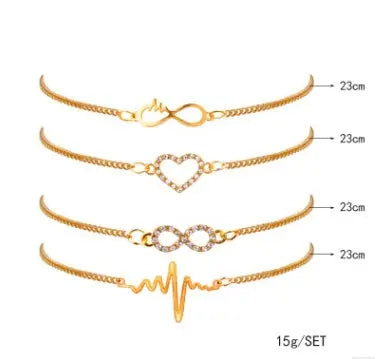 Ramiart   Gold Color Crystal Wedding Bracelets Set CZ Stone Heart Bracelets Bangles For Woman - RAMI ART