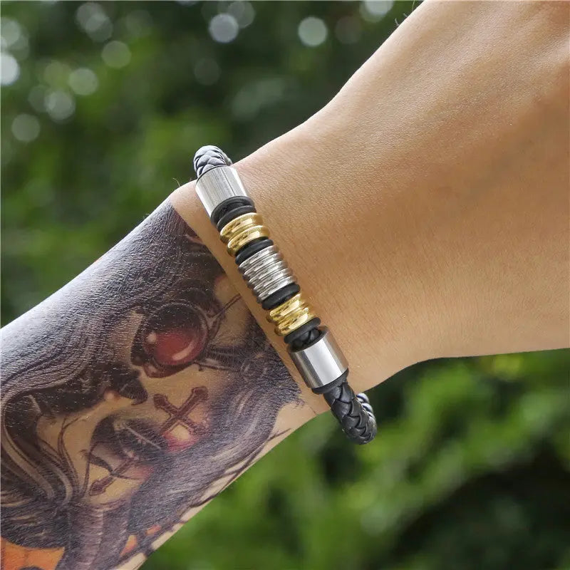 Ramiart Selling Stainless Steel Men's Leather Bracelets Simple And Versatile Punk Bracelets Men's Jewelry And Bracelets - RAMI ART