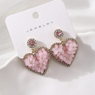 Ramiart Triangle Crystal Three-dimensional Love Heart Earrings Female Copper Inlaid Zircon Ear Rings - RAMI ART