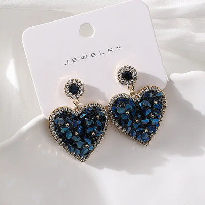 Ramiart Triangle Crystal Three-dimensional Love Heart Earrings Female Copper Inlaid Zircon Ear Rings - RAMI ART