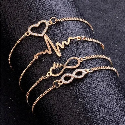 Ramiart   Gold Color Crystal Wedding Bracelets Set CZ Stone Heart Bracelets Bangles For Woman - RAMI ART