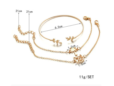 Ramiart   Gold Color Crystal Wedding Bracelets Set CZ Stone Heart Bracelets Bangles For Woman - RAMI ART