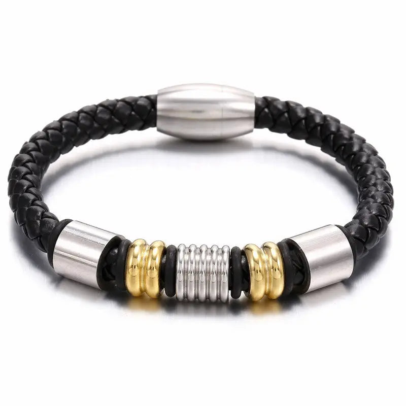 Ramiart Selling Stainless Steel Men's Leather Bracelets Simple And Versatile Punk Bracelets Men's Jewelry And Bracelets - RAMI ART