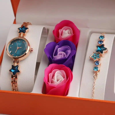 Ramiart Valentine's Day Fine Gifts Women's Rose Gift Box Watch Bracelet Perfume Exquisite Set Quartz Wrist Watch - RAMI ART