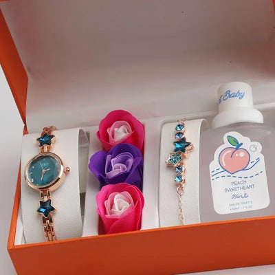 Ramiart Valentine's Day Fine Gifts Women's Rose Gift Box Watch Bracelet Perfume Exquisite Set Quartz Wrist Watch - RAMI ART